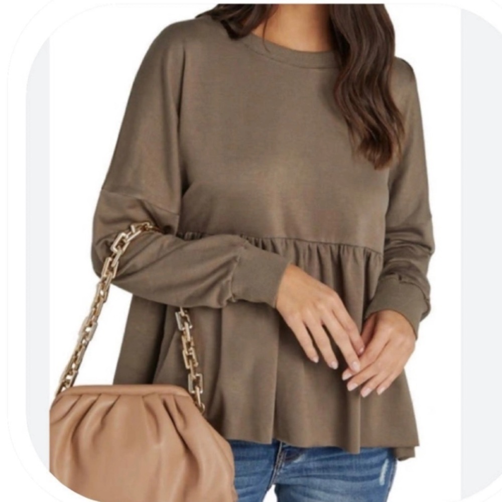 VICI Top oversized Size Small Olive Green Babydoll Longsleeve top